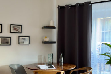 This is an example of a scandinavian dining room in London.
