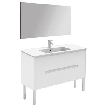 Ambra 120F Pack 1 Freestanding Bathroom Vanity with Mirror in Matte White