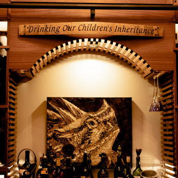 Lattice Arch with a Tabletop Residential Custom Wine Cellar North Dallas