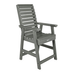 Highwood USA - Weatherly Counter-Height Armchair, Coastal Teak - Outdoor Bar Stools And Counter Stools