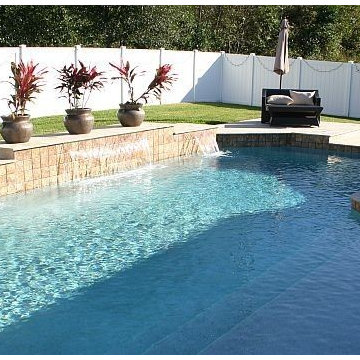 170 - Modern Geometric Pool with Sleek Waterfalls