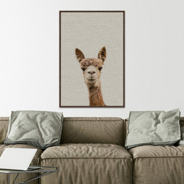 "Llama Face VI" Floater Framed Painting Print on Canvas