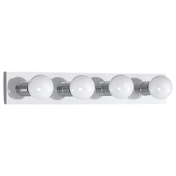 Four Light Vanity Bath Bar Fixture In Brushed Stainless Made Of Steel-Size W24