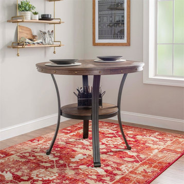 Bowery Hill Modern Wood and Metal Counter Height Table in Brown