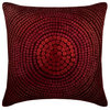 Sequins Embellished Deep Red Art Silk 14"x14" Pillow Cover, Dots of Cheer