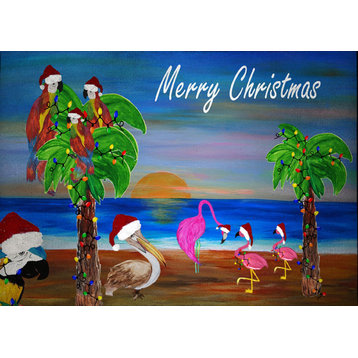 Christmas Tropical Bird Holiday Party, 36x60