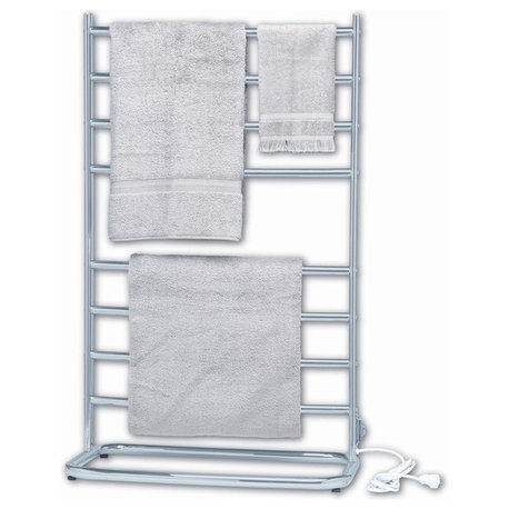 Modern Floor Standing or Wall Mounted Towel Warmer, Chrome