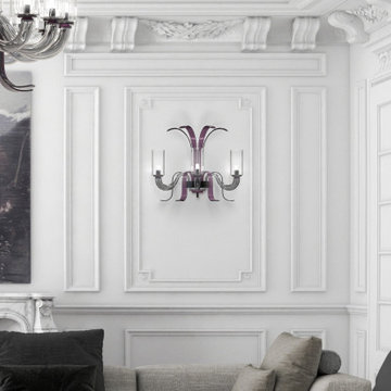 Living Room with Murano Glass Wall Lamp LEONARDO - www.piumati.com