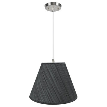 Aspen Creative 72152-11, 2-Light Fabric Lamp Shade Hanging Pendant, Grey & Black