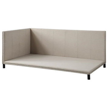 ACME Yinbella Linen Fabric Full Daybed with Nailhead Trim Accent in Beige