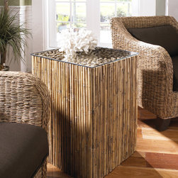 Bamboo Stick Side Table Base With Glass - Side Tables And End Tables