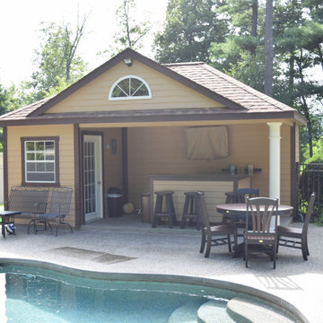 Custom Hip Roof Pool House & Polywood Dining Set