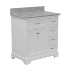 Aria 36" Bathroom Vanity, White, Carrara Marble