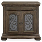 Magnussen - Magnussen Durango Bachelor Chest in Willadeene Brown - Traditional by nature, the handsome Durango bedroom collection imparts fresh allure to a classically inspired design aesthetic. Rooted in old world styling, these timeless silhouettes feature intricate carvings, fluted pilasters and ornate scrollwork insets. Antique Brass hardware gives the room a warm metallic element while providing the perfect complement to Durango's gorgeous Willadeene Brown finish. If you're an admirer of traditional styling, this statement bed and coordinating storage pieces are a must-have.
