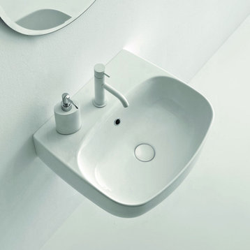 Nolita 5340 Bathroom Sink with Three Faucet Holes in Glossy White