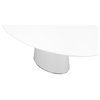 71" Contemporary High Gloss White Oval Dining Table for 6 People