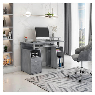 Techni Mobili Complete Computer Workstation Desk With Storage, Grey ...
