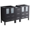 Torino 60" Double Bathroom Cabinet, Espresso, Without Top and Sinks