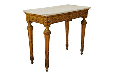 Italian, Lombardia Carved Giltwood Console with Marble Top