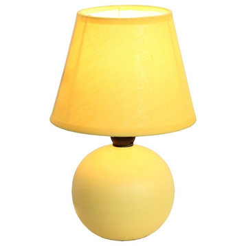 Sturdy And Simple Designs Mini Ceramic Globe Table Lamp, Yellow