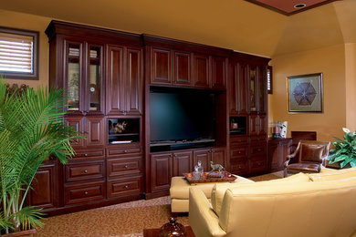 Example of a classic family room design in Denver