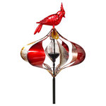 Red Carpet Studios - Spinner Solar Cardinal - Cardinal atop this wind spinner stake with solar light.