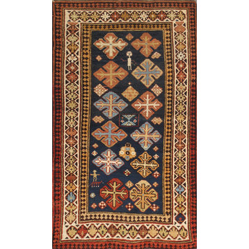 Antique Kazak Collection Hand-Knotted Lamb's Wool Area Rug- 2' 8"x 4' 8"