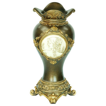 16.25"H Handcrafted Bronze Decorative Vase