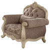 Acme Ragenardus Chair With 1 Pillow Gray Fabric and Antique White