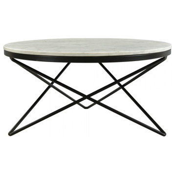 Moe's Home Collection Haley Contemporary Marble Coffee Table in White/Black