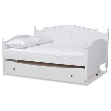Rafaela Traditional Modern Farmhouse Full Over Twin Daybed With Trundle White