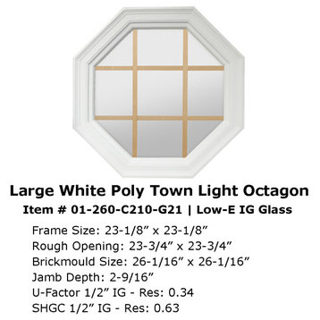 Large Four Season Town Light, White Poly, Low-E with Grille 2-9/16" Jamb
