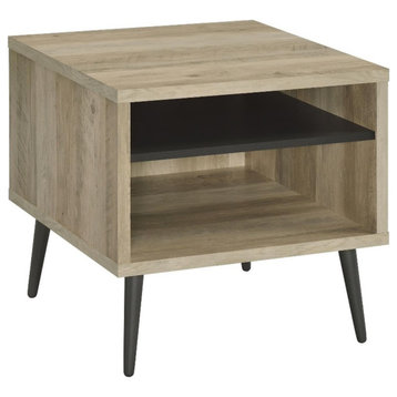 Pemberly Row Square Engineered Wood End Table With Shelf Pine and Gray