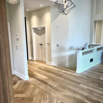 HERRINGBONE HARDWOOD FLOOR PROJECT IN LAKE IN THE HILLS, ILLINOIS.