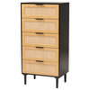 Ina Wood and Rattan 5-Drawer Storage Chest