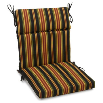 20"x42" Spun Polyester Outdoor Squared Seat/Back Chair Cushion, Lyndhurst Raven