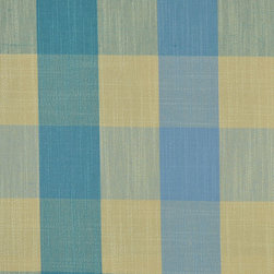 Paroo Cotton Blend Blod-scale Check Curtains & Drapes Upholstery Fabric in Capri - Upholstery Fabric