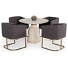 Modrest Ariana Modern White Concrete and Brass Round Dining Table