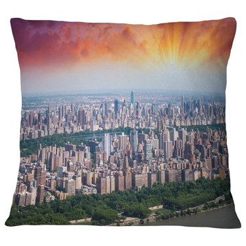 New York Beautiful Manhattan Skyline Cityscape Throw Pillow, 16"x16"