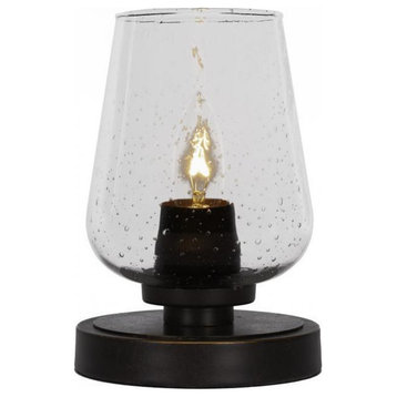 Luna 1-Light Table Lamp, Dark Granite/Clear Bubble