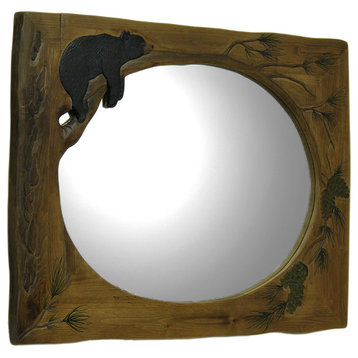 Lazy Bear Hand Crafted Wood Framed Wall Mirror