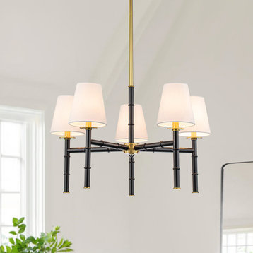 5-Light Classic Tapered Shade Fabric Chandelier