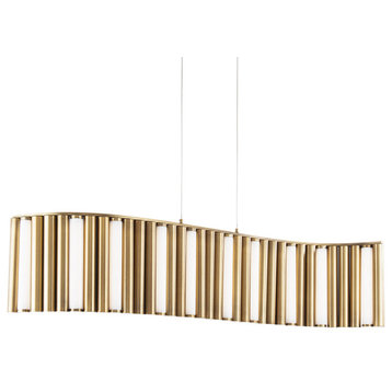 Aretha LED Linear Pendant in Aged Brass