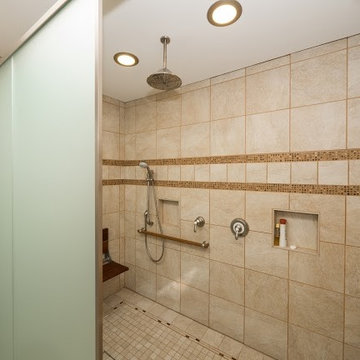 Barrier free tile shower room