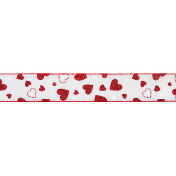 Glitter Hearts Valentine's Day WiCraft Ribbon 2.5" x 10 Yards