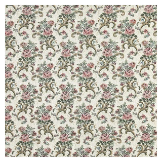 Heavy Duty Victorian Floral Tapestry Mauve Navy Green Cream Upholstery  Fabric