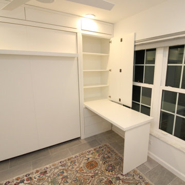 Custom Siena Modern Murphy Wall Bed with Hidden Desk in Side Cabinet