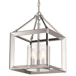 Golden Lighting - Golden Lighting 2074-M3 CH-CLR Smyth Convertible Pendant - Modern lanterns featuring a handsome beveled cage design make a modern, elegant statement in the Smyth collection. Clean geometry creates contemporary style with steel candles and candelabra bulbs encased in two glass options. The fixtures are offered in 3 finishes: Chrome, Gunmetal Bronze and White Gold. The gleaming Chrome finish adds a sleek, contemporary option to this open-caged collection. A darker option, the Gunmetal Bronze finish has warm bronze undertones and is perfect for all industrial or vintage aesthetics. The White Gold finish option softens the geometric form, creating a more delicate and transitional appearance. Glass fixtures are available with Clear Glass or Opal Glass shades. This 3 light mini chandelier creates a stylish focal point that can be mounted as a flush mount or hung as a pendant.  Assembly Required: Yes  Shade Included: Yes  Sloped Ceiling Adaptable: Yes  Dimable: YesSmyth Convertible Pendant Chrome Clear Glass *UL Approved: YES *Energy Star Qualified: n/a  *ADA Certified: n/a  *Number of Lights: Lamp: 3-*Wattage:60w Incandescent E12 Candelabra bulb(s) *Bulb Included:No *Bulb Type:Incandescent E12 Candelabra *Finish Type:Chrome