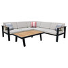Armen Living Nofi Outdoor Sectional Set, Charcoal Finish With Taupe Cushions