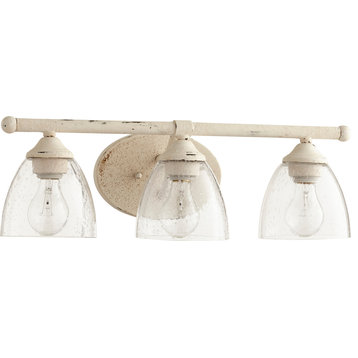 Brooks 3-Light Vanity Fixture, Persian White With Clear Seeded Glass